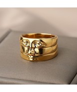 David Eye Rings Gold Plated Face Three Stack Finger Ring Set Boho Jewelr... - £7.10 GBP