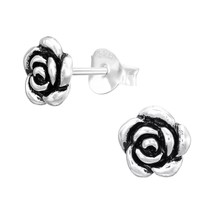 Rose Flower 925 Silver Stud Earrings - £11.19 GBP