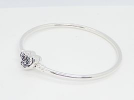 Limited Edition 925 Sterling Silver Moments Heart and Butterfly Bangle Bracelet - £23.58 GBP