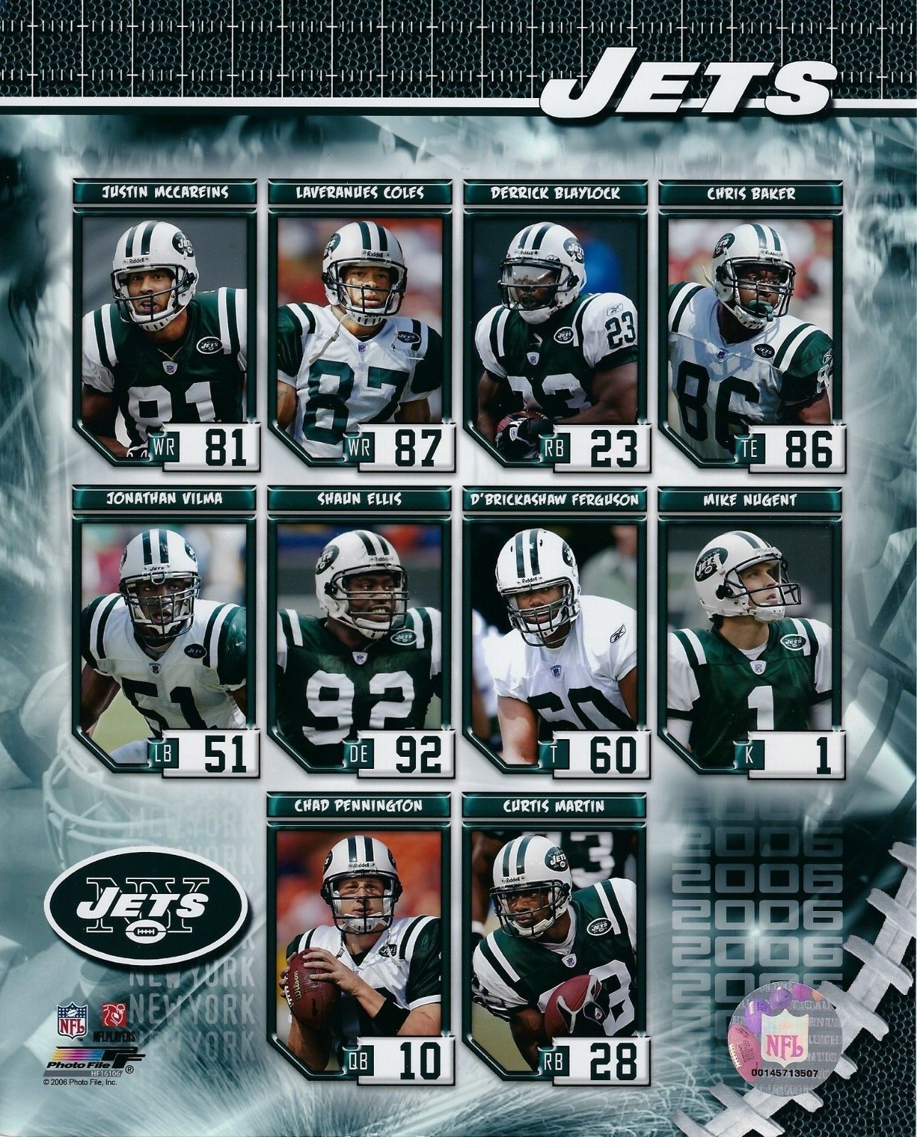 2006 NEW YORK JETS COLLAGE 8X10 PHOTO NY NFL FOOTBALL PICTURE - $4.94