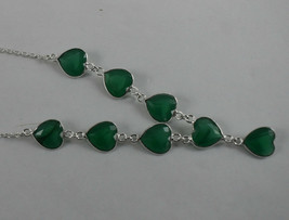 925 Sterling Silver Green Onyx Bezel Long Necklace Women Gift BNS-0015 - £27.12 GBP