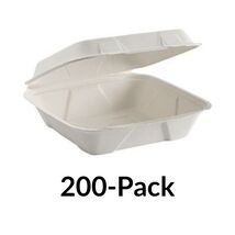 200-PK Ecosource Compostable Paper Tableware Large Hinged Clam Square Co... - $107.70