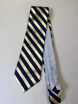 Tommy Hifiger Men&#39;s Necktie Silk Navy and Gold Stripe NWT - £18.60 GBP