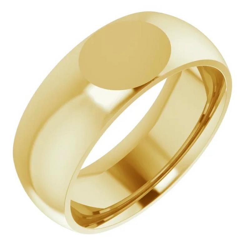 Primary image for 14k Yellow Gold 8 mm Signet Style Comfort-Fit Wedding Band