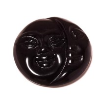 63.85 Carat Black Onyx Hand Carved Smiling Double Moon Face Stone Jewelr... - $16.95