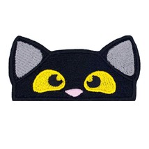 Peeking Cute Black Cat with Golden Eyes Embroidery Patch Iron On Size: 2.2 X 3.9 - £5.89 GBP
