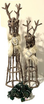 Woven Twig Boujee Reindeer Pair W Lights Faux Fur Wraps 36 30 In Tall LOCAL PU - £39.82 GBP