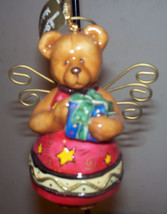 Roman, Inc. Porcelain Bear Angel With Gift ORNAMENT/ Bell - Unique! - Nwt! - £7.83 GBP
