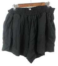 Ava &amp; Viv Size 2X Shorts Black Linen Blend High Rise Elastic Waist Pull On - £29.37 GBP