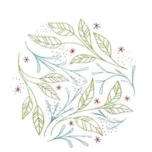 CozyBlue Modern Embroidery Kit LEAF DANCE Color Print Pattern and Floss - $16.84