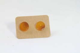 Statement Earrings - Acrylic Stud (New) Round - Amber Colored 3/8&quot; - £6.13 GBP