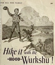 1923 Hood Wurkshu Hiking Canvas Boots Advertisement Footwear Ephemera 14 x 5.5&quot; - £13.61 GBP