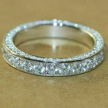 2.00Ct Round Cut Real Moissanite Eternity Wedding Ring 14K White Gold Plated - £163.77 GBP