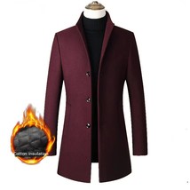 Autumn and winter new medium long single breasted stand collar en en coat men&#39;s  - £356.20 GBP