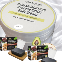 Avocado Body Cream + Natural Black Soap infused w/Cocoa Butter &amp; Vit. E Bundle  - £20.72 GBP