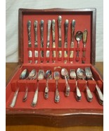 Holmes &amp; Edwards Inlaid 53 Piece Flatware Silver Plate Set Chest YOUTH V... - $83.17