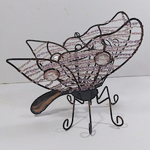 Butterfly Art Sculpture Figurine 8in Pink Bead Metal Sitting Hanging Vintage - £47.18 GBP