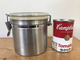 Modern Brushed Stainless Steel Air Tight Kitchen Tea Coffee Sugar Jar Ca... - £14.93 GBP