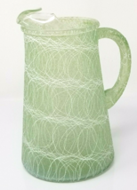 Glass Pitcher 1950s Ruberoid Geometric Spider Green Vintage New Unused  - £18.30 GBP