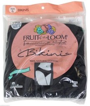 New Vtg 90s Fruit Of The Loom Bikini Panties Size 6 Solid Black 3 Pair Deadstock - £14.58 GBP