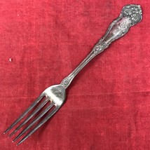 WM Rogers &amp; Son AA Silverplate 7.5&quot; Dinner Fork Roses Flowers Scrolls - £4.55 GBP