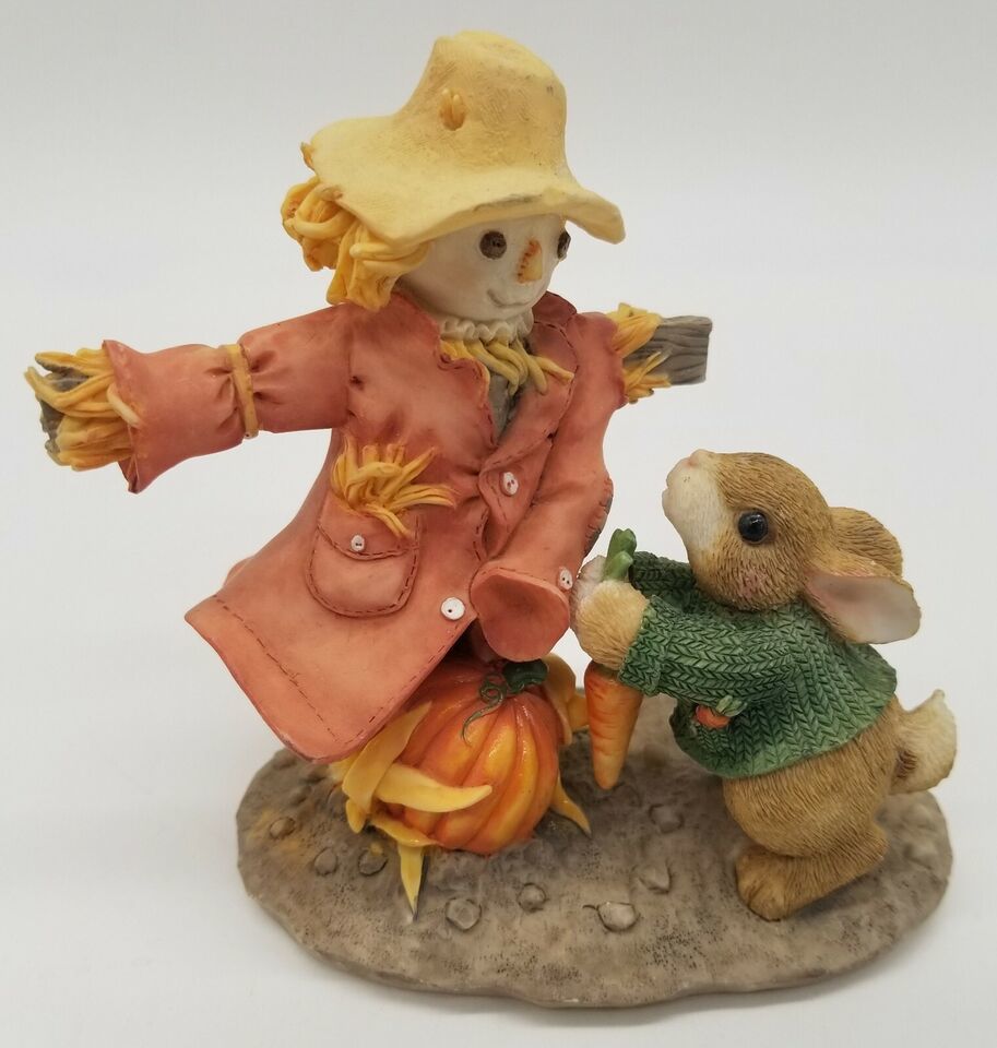 1997 Enesco Blushing Bunnies 276324 Scarecrow Harvesting Many Blessings Figurine - $23.44