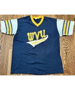 Vintage West Virginia Mountaineers T Shirt Velva Sheen 70&#39;s Large 50/50 - £30.83 GBP