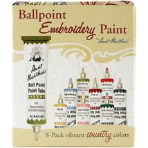 Aunt Martha&#39;s 888 Ballpoint 8-Pack Embroidery Paint, Pastel Colors - £15.86 GBP