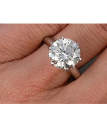 Lab Grown 3.07 Cts Round Cut E VS1 CVD Diamond Ring Solitaire 14k White ... - €1.815,35 EUR