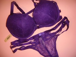 Victoria&#39;s Secret 32DD Bra Set Xs,S Grape Purple Strappy Scandalous Very Sexy - £52.42 GBP