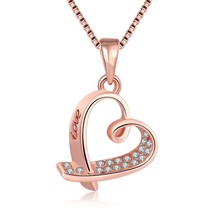18K Rose Gold Plated 3-D HeartNecklace FREE Shipping Worldwide - £33.46 GBP