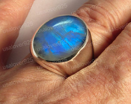 Blue Cat Eye Chrysoberyl Men Ring Oval Gemstone Ring Gift For Men Jewelry Ring  - £50.75 GBP