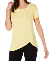 allbrand365 designer Womens Activewear Knot front T-Shirt,Bright Sun Siz... - $24.57
