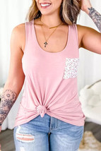 Pink Floral Patch Pocket Top, Women&#39;s Shirt - £19.61 GBP