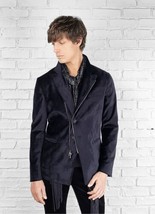 John Varvatos Asymmetric Velvet Jacket. Size EU 48 USA 38. Blue - $482.79