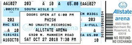 Phish Concert Ticket Stub October 27 2018 Chicago Illinois - £11.58 GBP