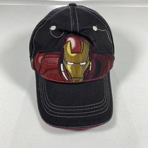 Marvel Iron Man StrapBack Hat Youth Adjustable Black Red Gold Super Hero Avenger - £17.39 GBP