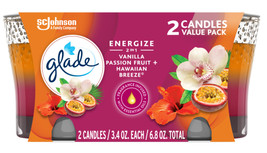 Glade 2-in-1 Jar Candle 2 CT, Hawaiian Breeze &amp; Vanilla Passion Fruit, 6... - £10.86 GBP