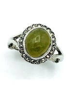 Vintage Green Tourmaline Marcasite Sterling Silver Ring Size 4 - £37.87 GBP