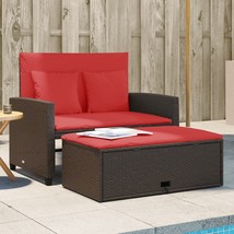 Patio Sofa Brown and Red Poly Rattan 2-Seater - $6,751.25 MXN