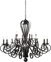Large Modern Black Iron Ornate French Scroll 18 Arms Chandelier Pendant Lamp - £745.48 GBP