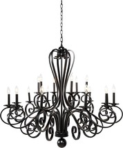 Large Modern Black Iron Ornate French Scroll 18 Arms Chandelier Pendant ... - $949.99