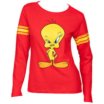 Looney Tunes Tweety Bird Frustration Face Juniors Long Sleeve T-Shirt Red - £12.60 GBP