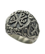 Knights Templar Alpha Omega Chi Rho Sterling Silver 925 Men’s Ring  - $148.80