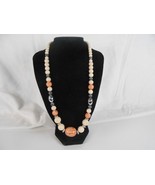 Vintage Avon Desert Sands Beaded Necklace Marbleized Peach Acrylic Ivory... - $10.55 CAD