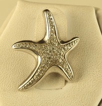 Vtg Sterling Signed 925 Thailand Dancing Starfish Cluster Diamond Stone Pendant - £59.21 GBP
