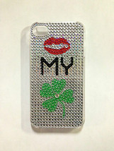 &quot;Kiss My Irish&quot; Rhinestone Studded Metallic iPhone 4/4S Hard Plastic Case - £3.90 GBP