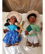 Mexican Collector’s Folk Art Dolls &quot;Lele &amp; Maria&quot; Paper Mache Cloth Vint... - $38.02 CAD