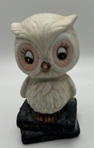 Enesco 1975 Porcelain Glittery 3.5&quot; Owl Weather Forecaster On Books Figurine - £4.63 GBP
