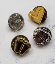 Small Metal Jewelry lot of 4 Pins Brooch&#39;s Feet Heart Butterfly - £9.32 GBP